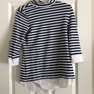 Mock neck striped top